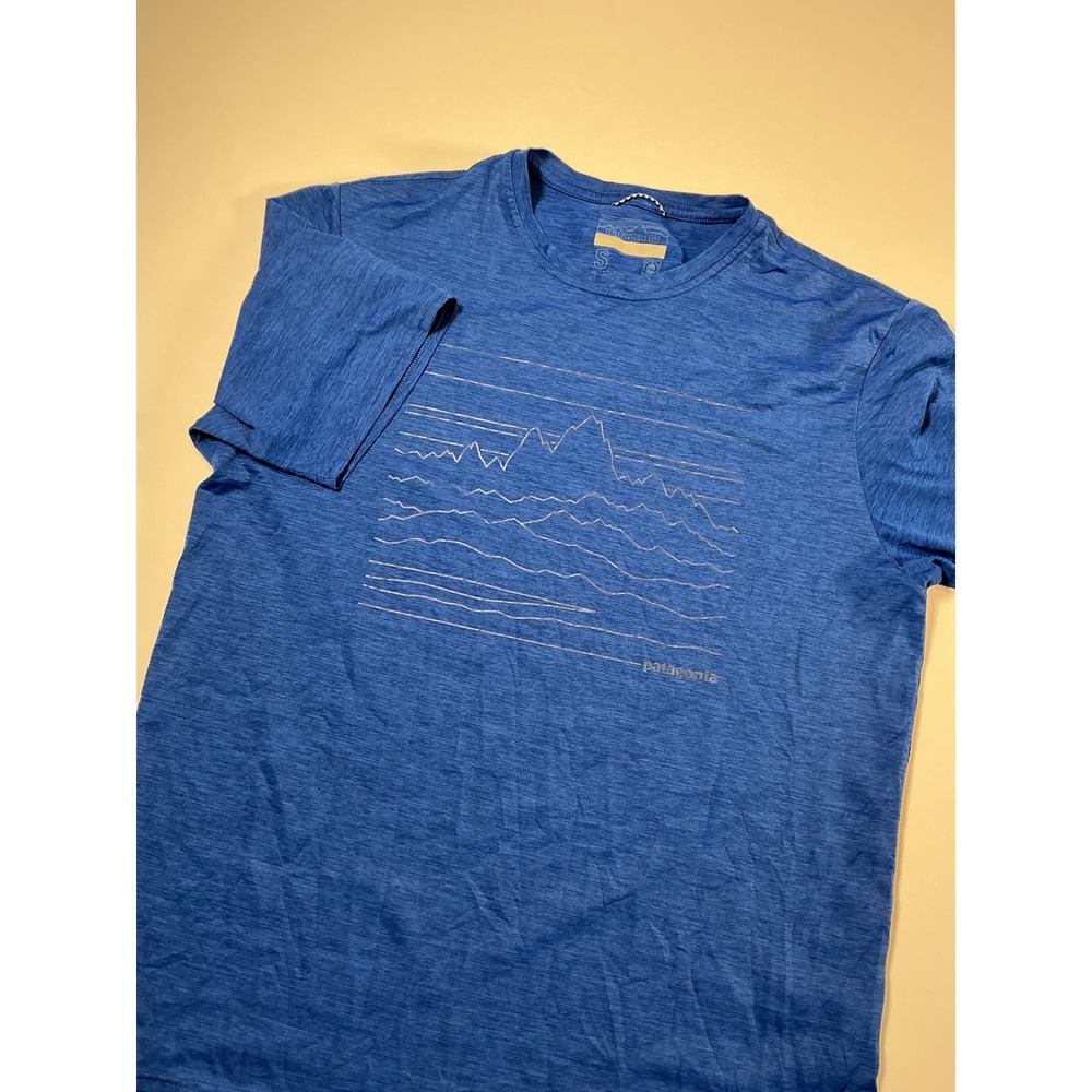 Patagonia Capilene Cool Daily Graphic Blue Mountain Line Art Shirt Size S